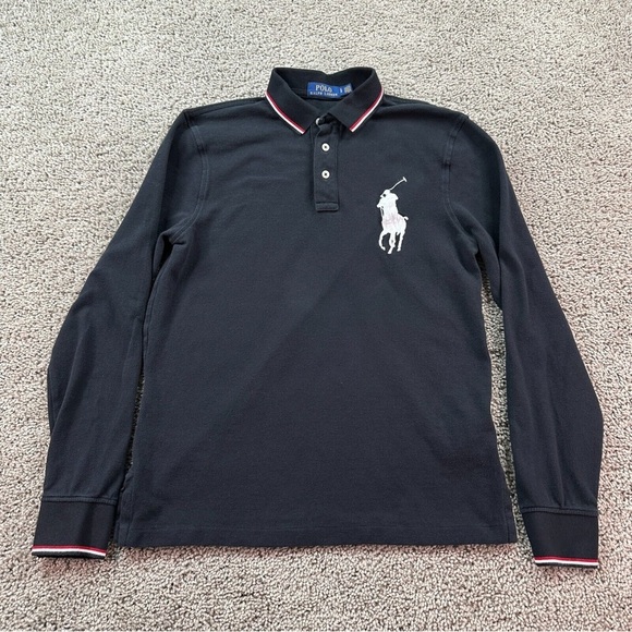 VTG 80s POLO by Ralph Lauren Navy Yellow Burgundy Lightweight Turtleneck Sz XL - Picture 2 of 5